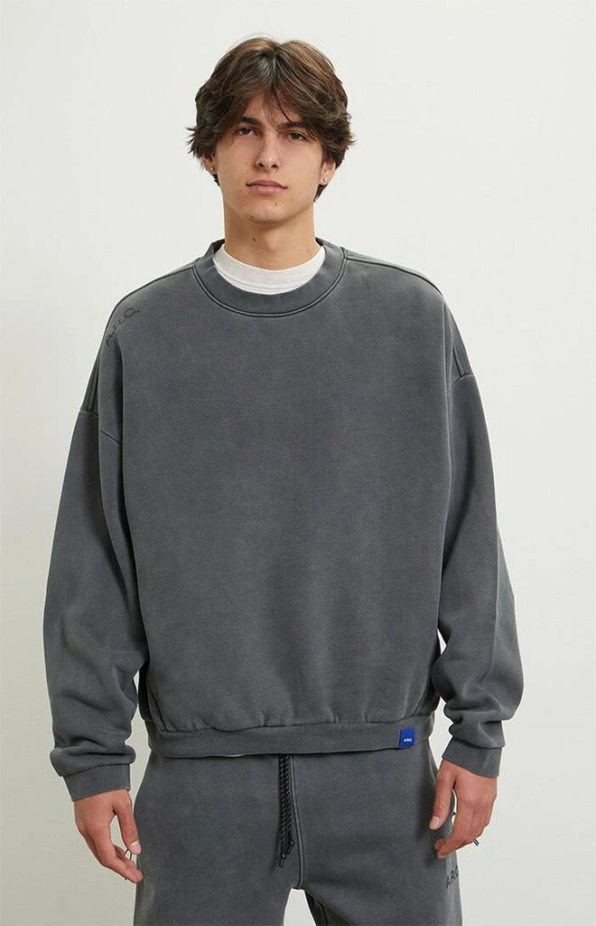 A.R.C. Black Vintage Wash Heavyweight Fleece Crew Neck Sweatshirt 2