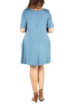 24seven Comfort Apparel Comfort Apparel Plus Size Knee Length  Pocket T Shirt Dress 2