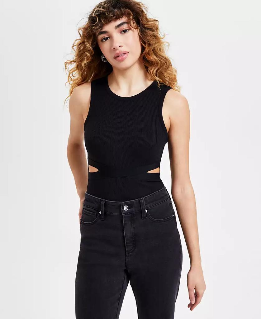 Bar III Women's Crewneck Cutout Rib-Knit Bodysuit, Exclusively at Macy's