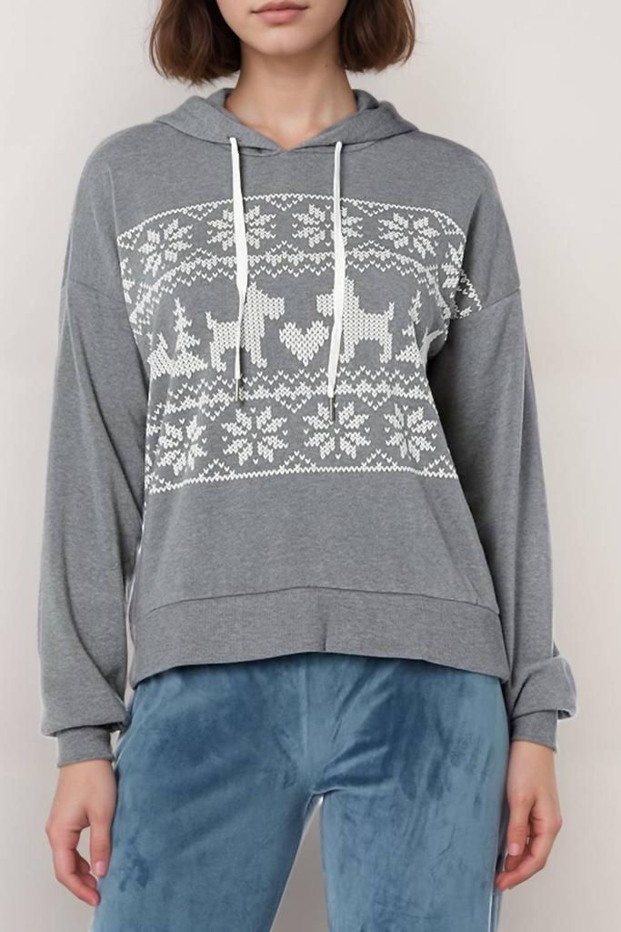 PJ Salvage Happy Joy Hoodie In Heather Charcoal