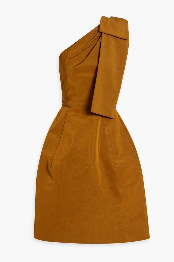 Oscar de la Renta One-shoulder bow-detailed cotton-blend moire dress 1