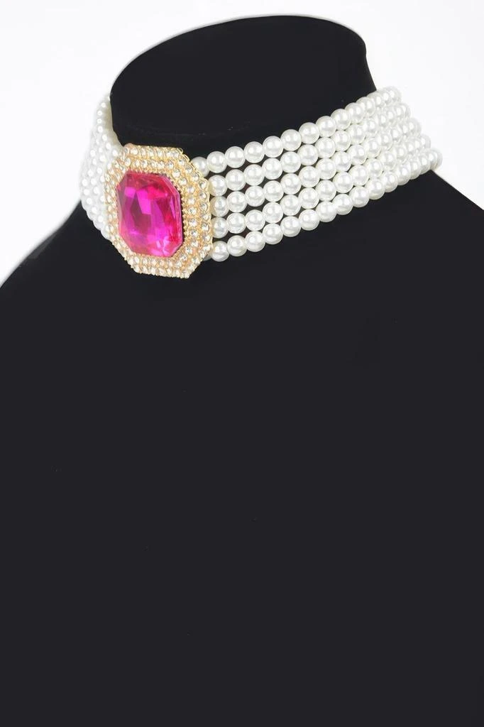 TRUEDAMES Multi Faux Pearl Chain Stone Choker 2