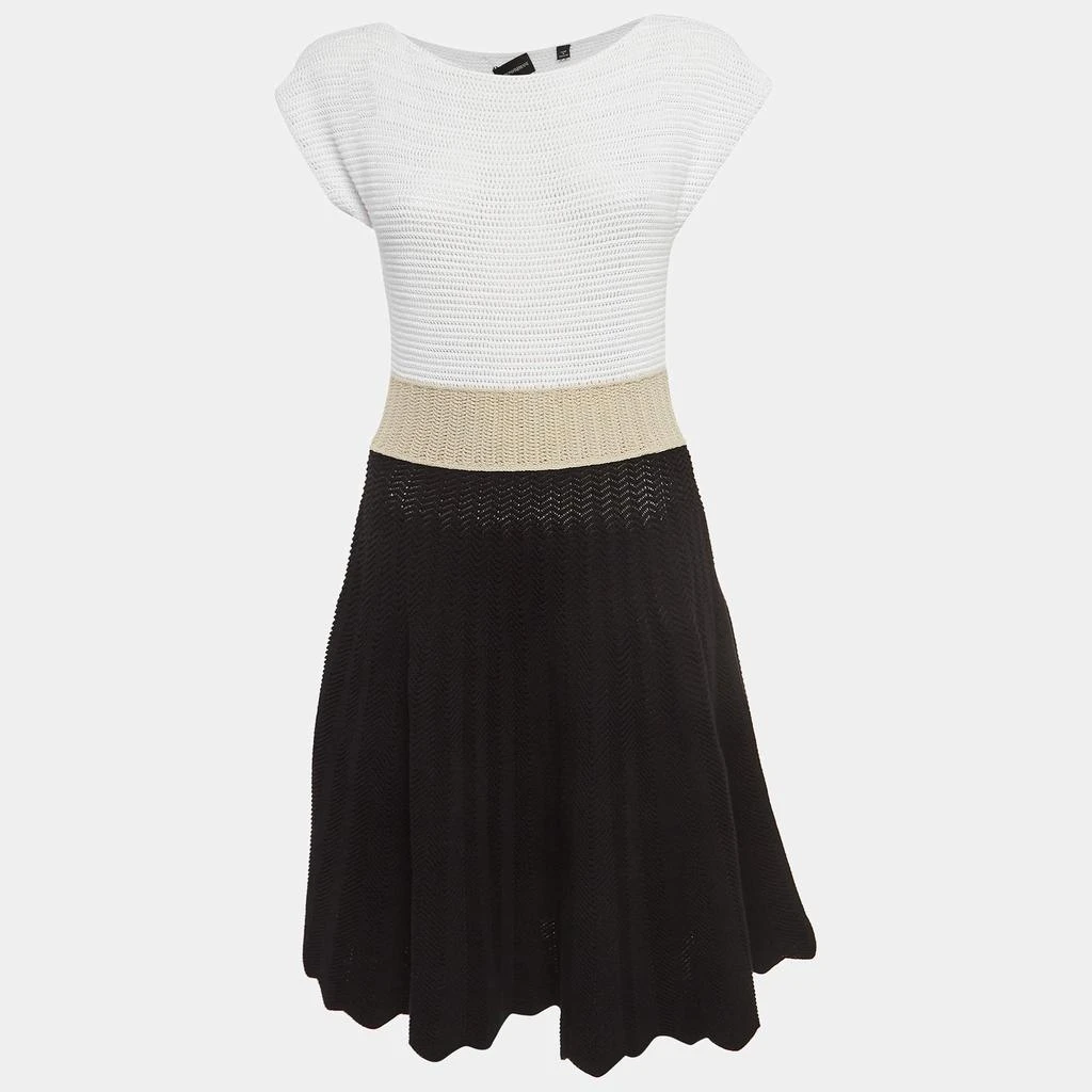 Emporio Armani Emporio Armani Black/White Crochet Flared Mini Dress S 1