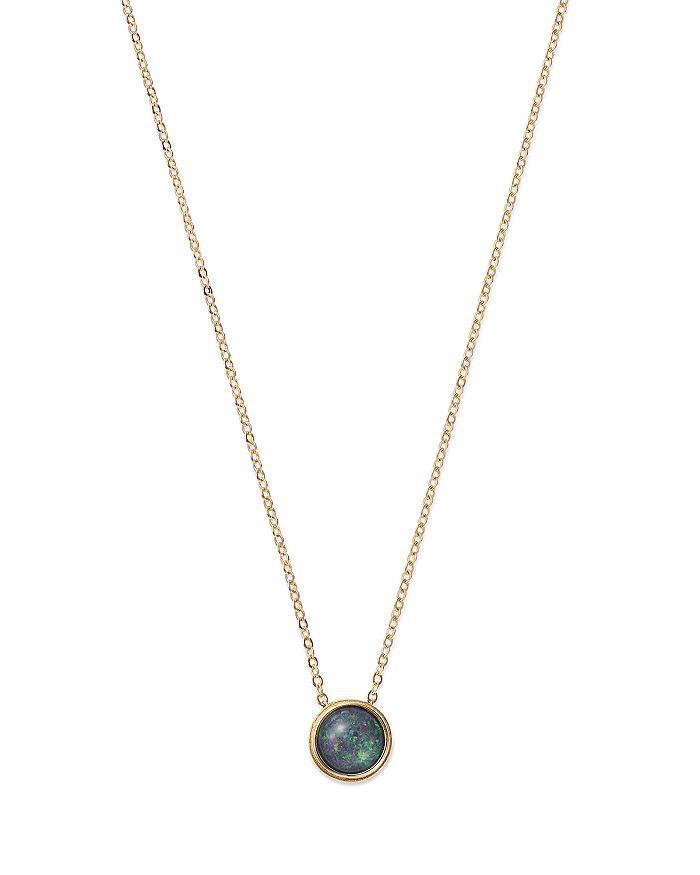 Bloomingdale's Black Opal Bezel Set Pendant Necklace in 14K Yellow Gold, 17"