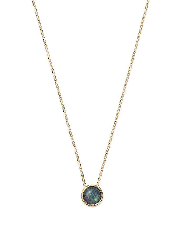 Bloomingdale's Black Opal Bezel Set Pendant Necklace in 14K Yellow Gold, 17" 1