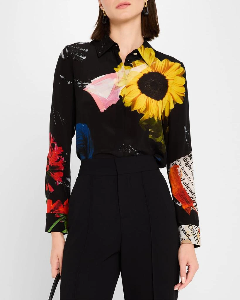Alice + Olivia Azalea Floral Willa Placket Top 5