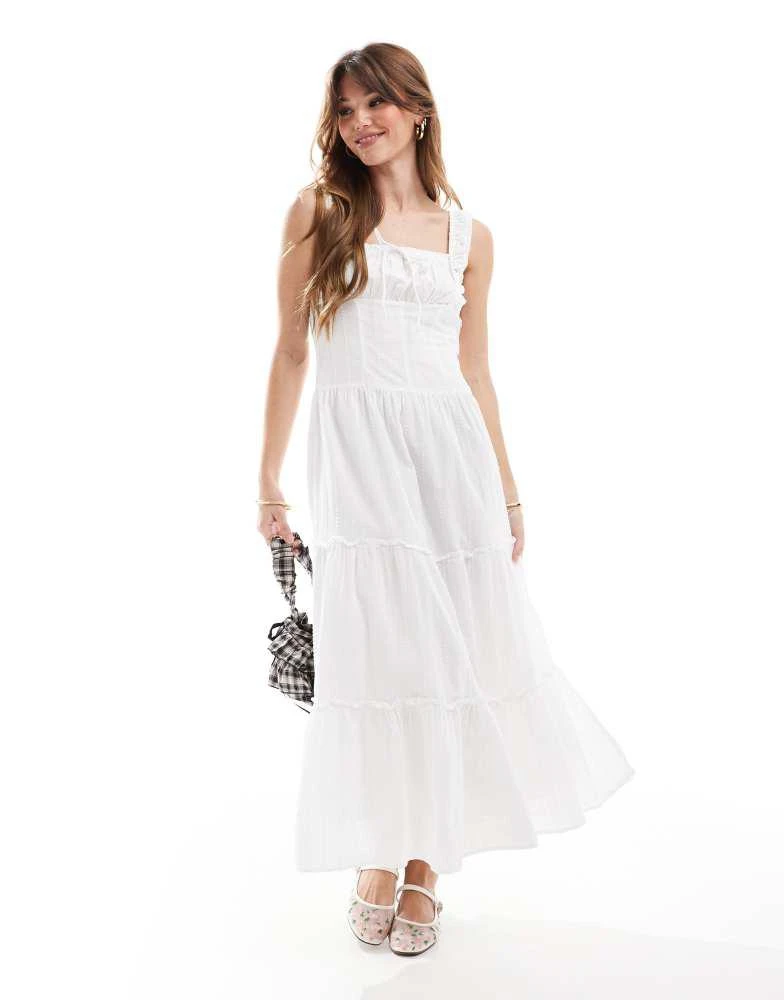 Cotton:On Cotton  On Aria corset detail maxi dress in white 1