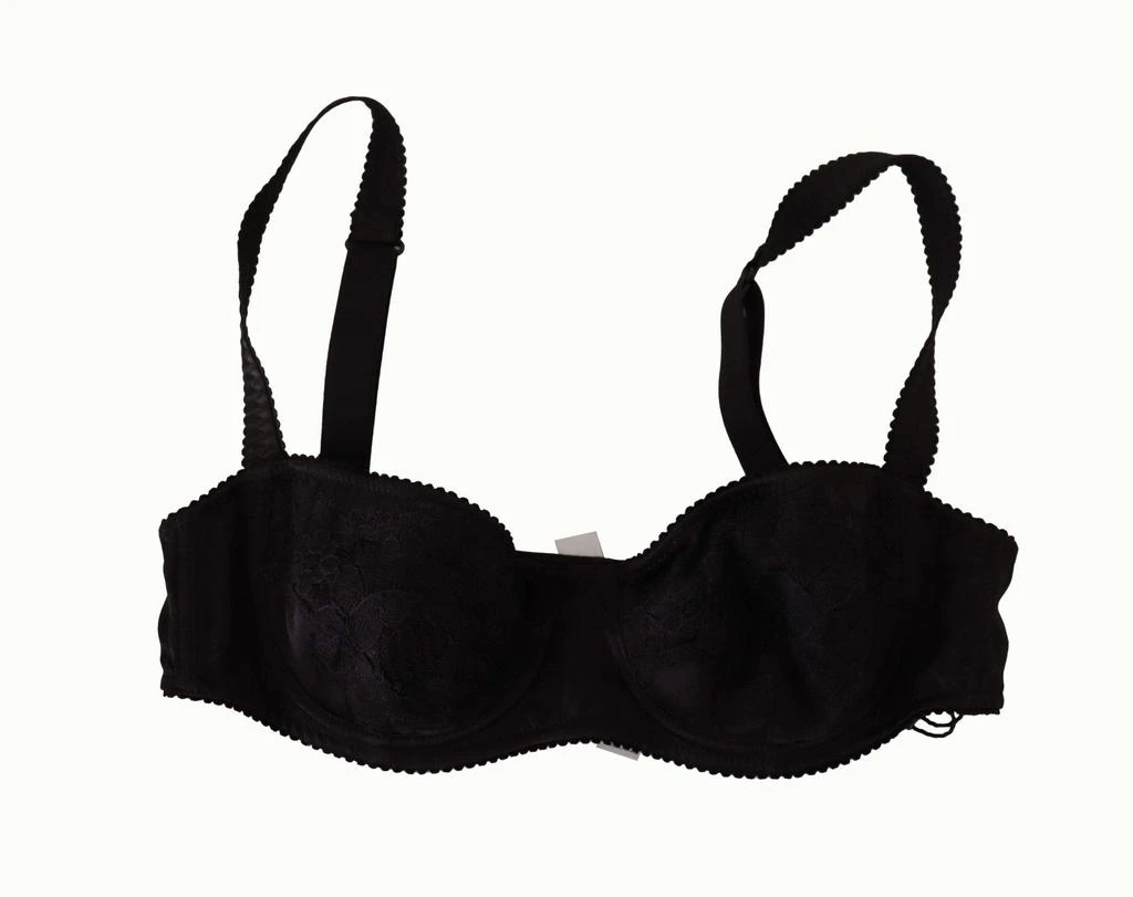 Dolce & Gabbana Dolce & Gabbana Black Polka Dot Satin Lace Balconette Bra 4