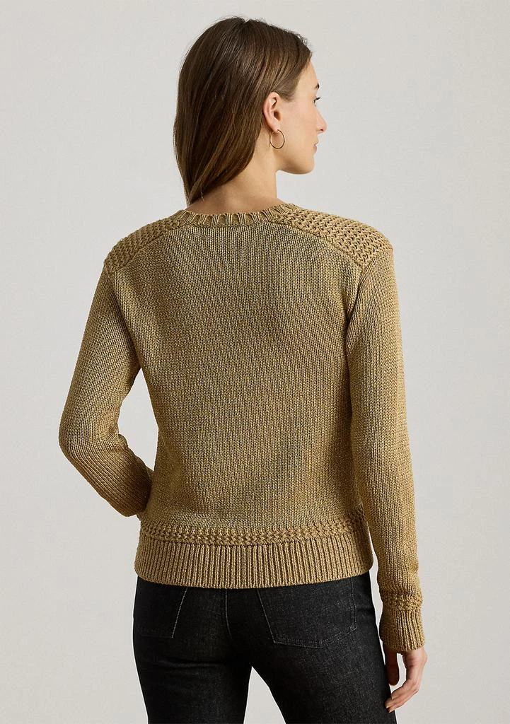 Ralph Lauren Women
s Metallic Cotton-Blend Crewneck Sweater 2
