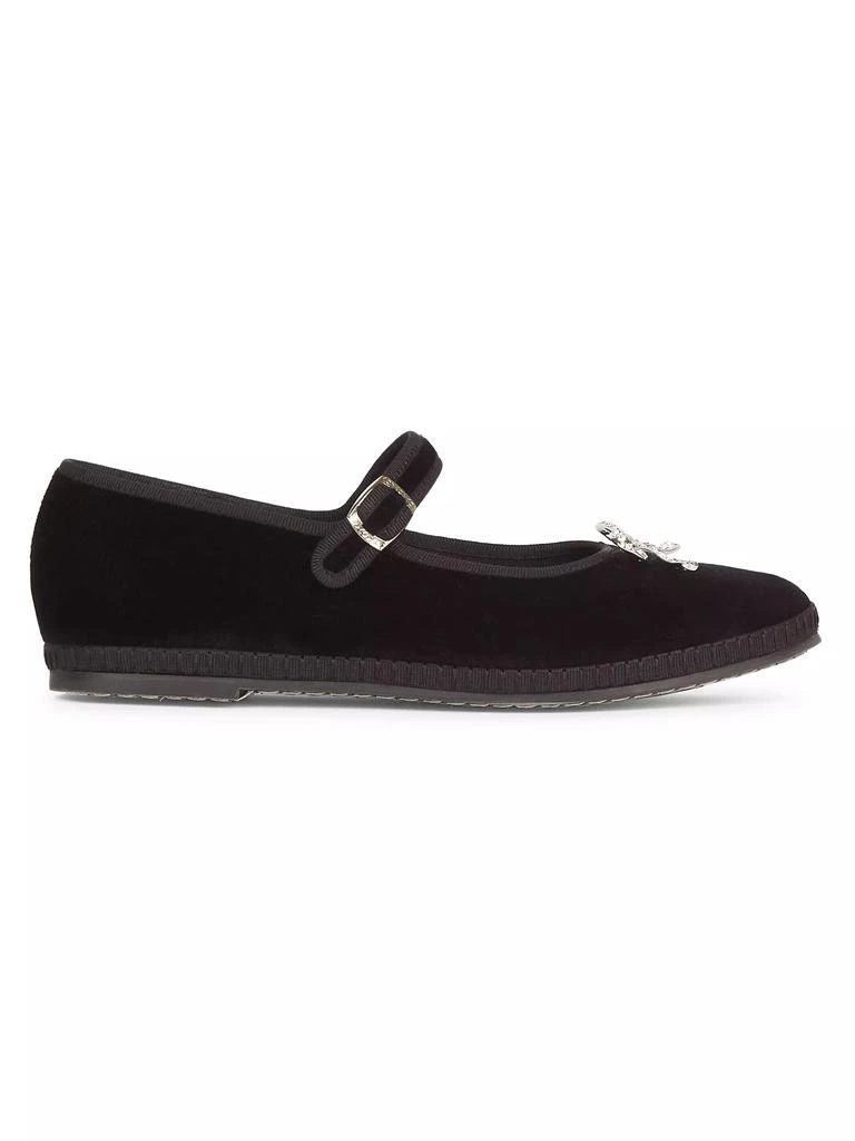 Giambattista Valli Crystal-Embellished Velvet Ballet Flats 1