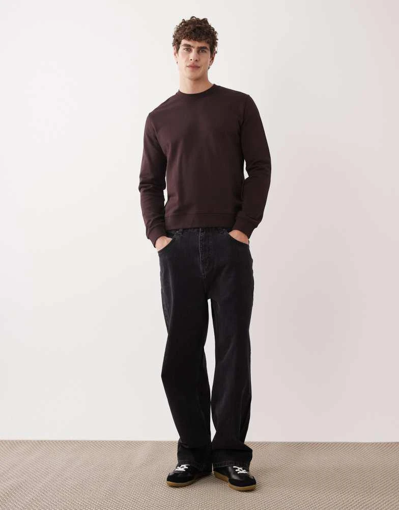 ARKET ARKET minimal jersey sweatshirt with crew neck in brown 2