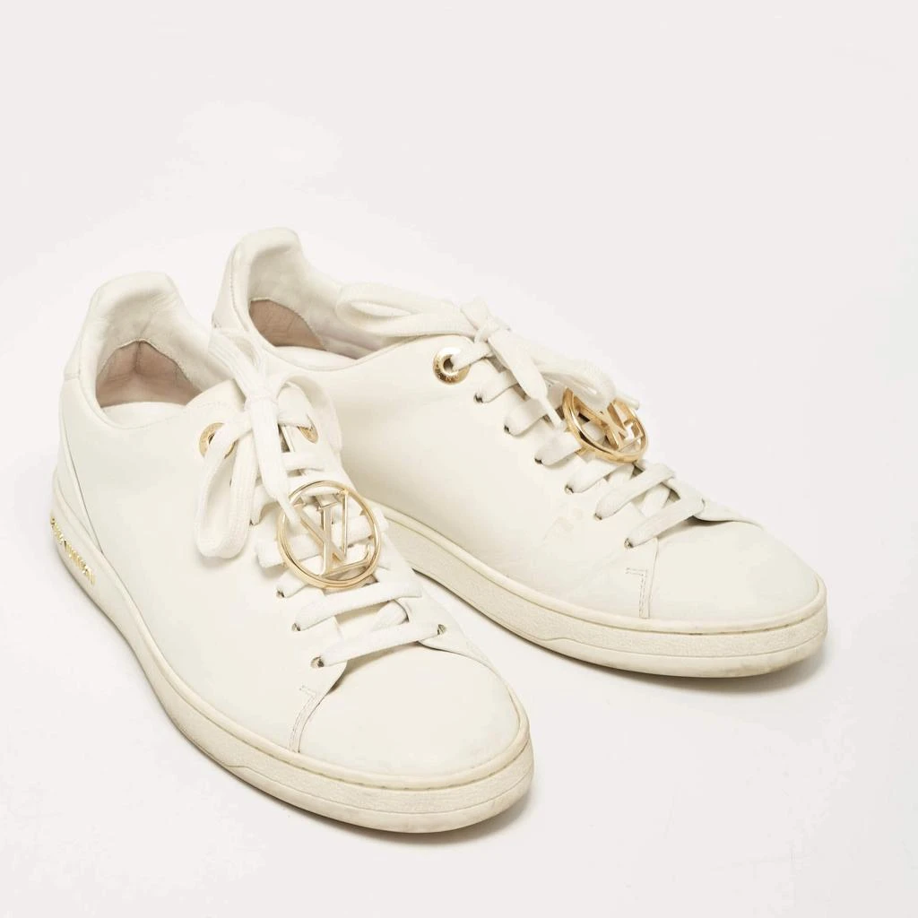 Louis Vuitton Louis Vuitton White Leather V Logo Lace Up Sneakers Size 36 4