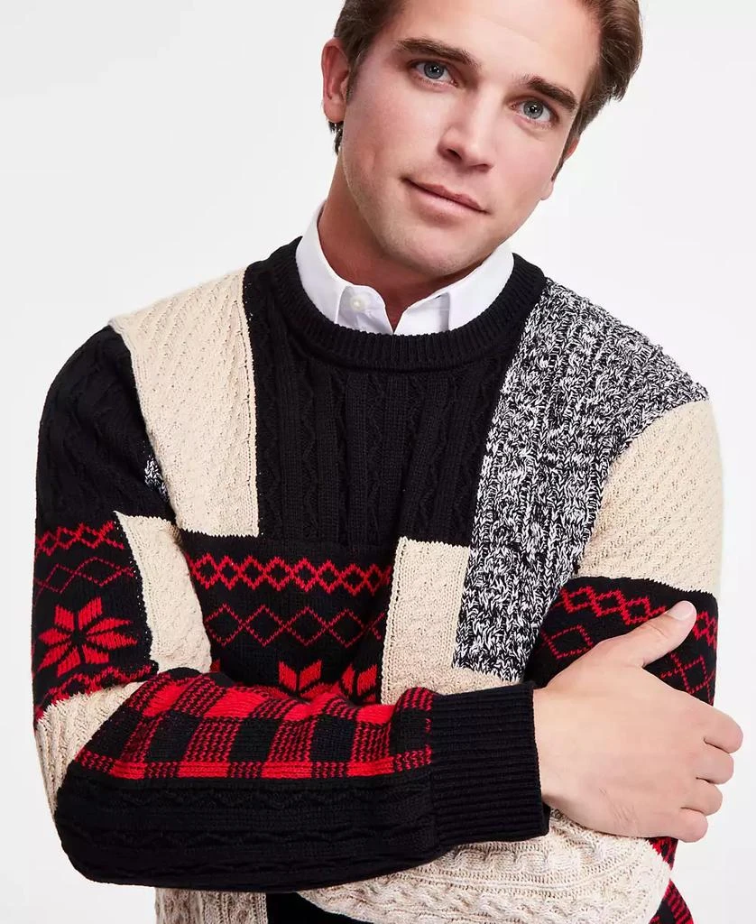 Club Room Men's Jacquard Patchwork Crewneck Sweater, Exclusively at Macy's 2