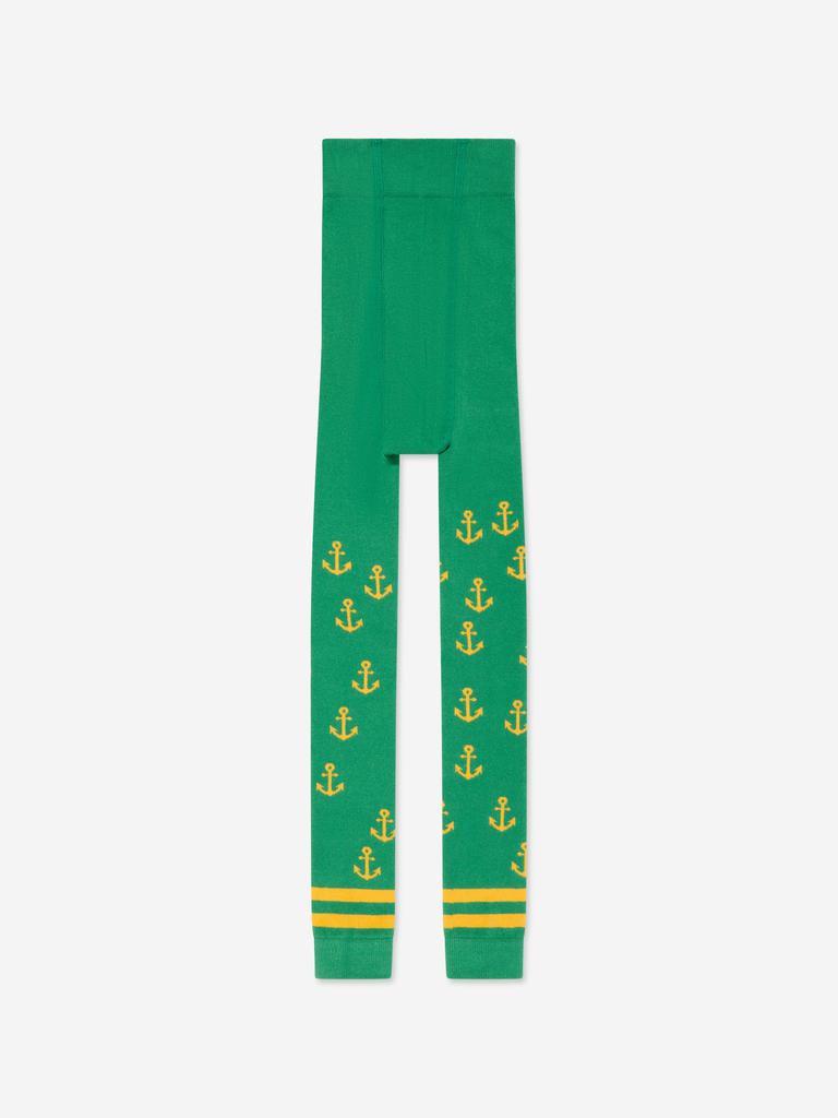 Mini Rodini Mini Rodini Girls Anchor Print Leggings in Green