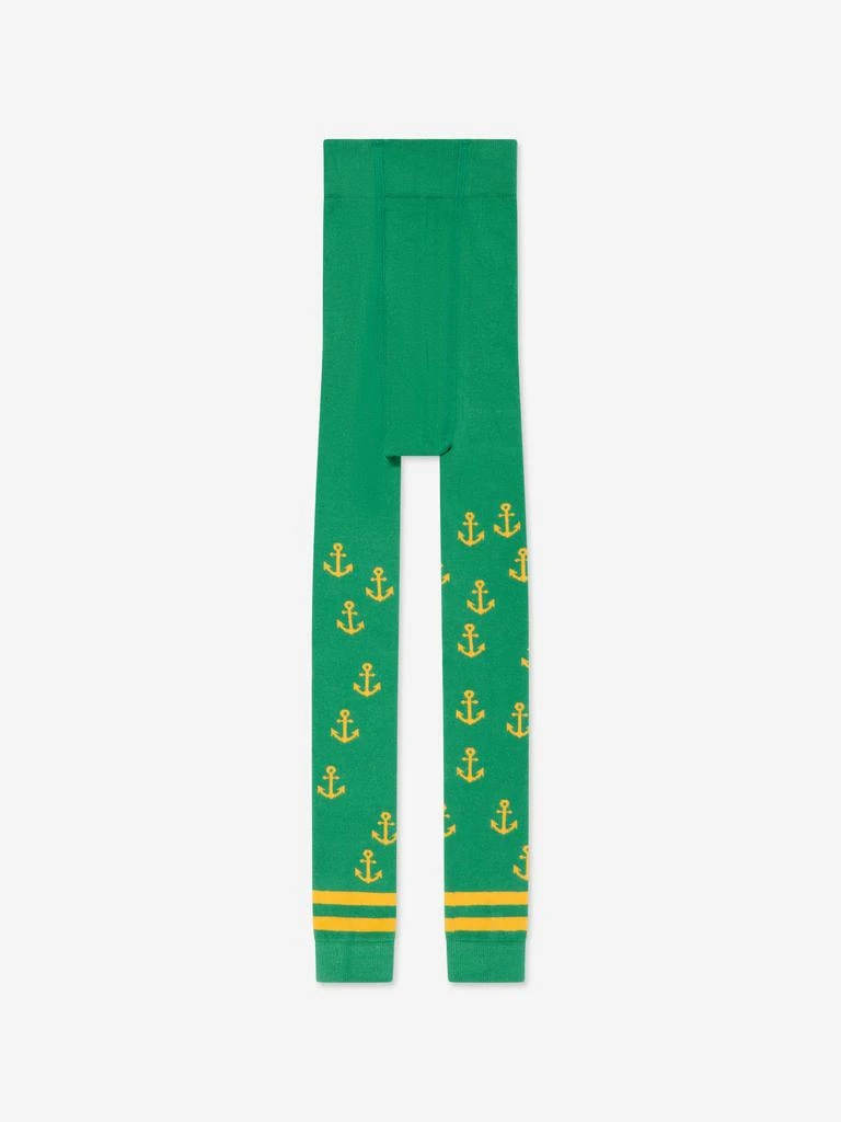 Mini Rodini Mini Rodini Girls Anchor Print Leggings in Green 1