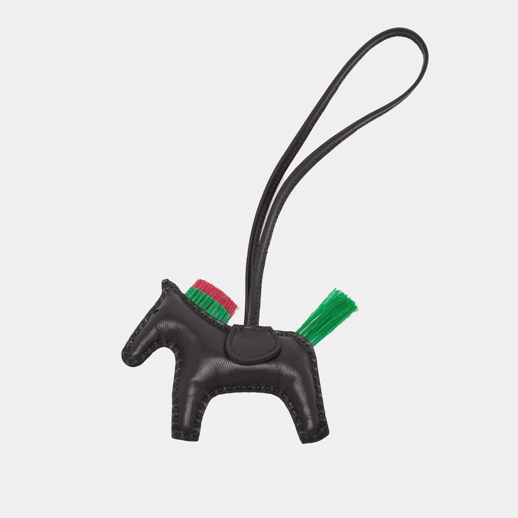 Hermes Hermes Noir/Menthe/Magnolia Leather and Horsehair Rodeo Crin Punk Bag Charm PM
