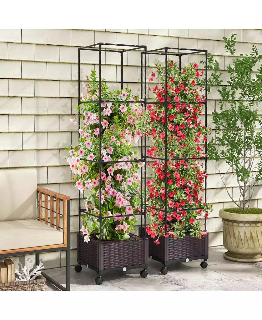 GIVIMO 67 Inches Raised Garden Bed with Planter Box and Trellis 8