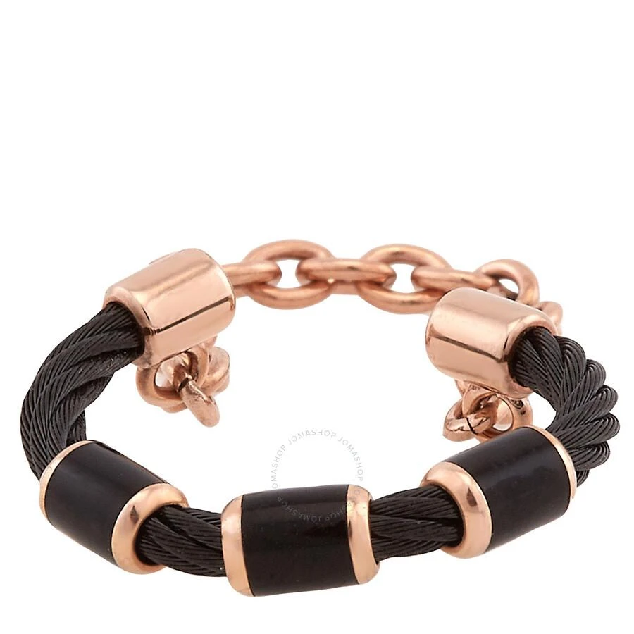 Charriol St. Tropez Stainless Steel Pink and Black PVD Cable and Chain Band Ring 3