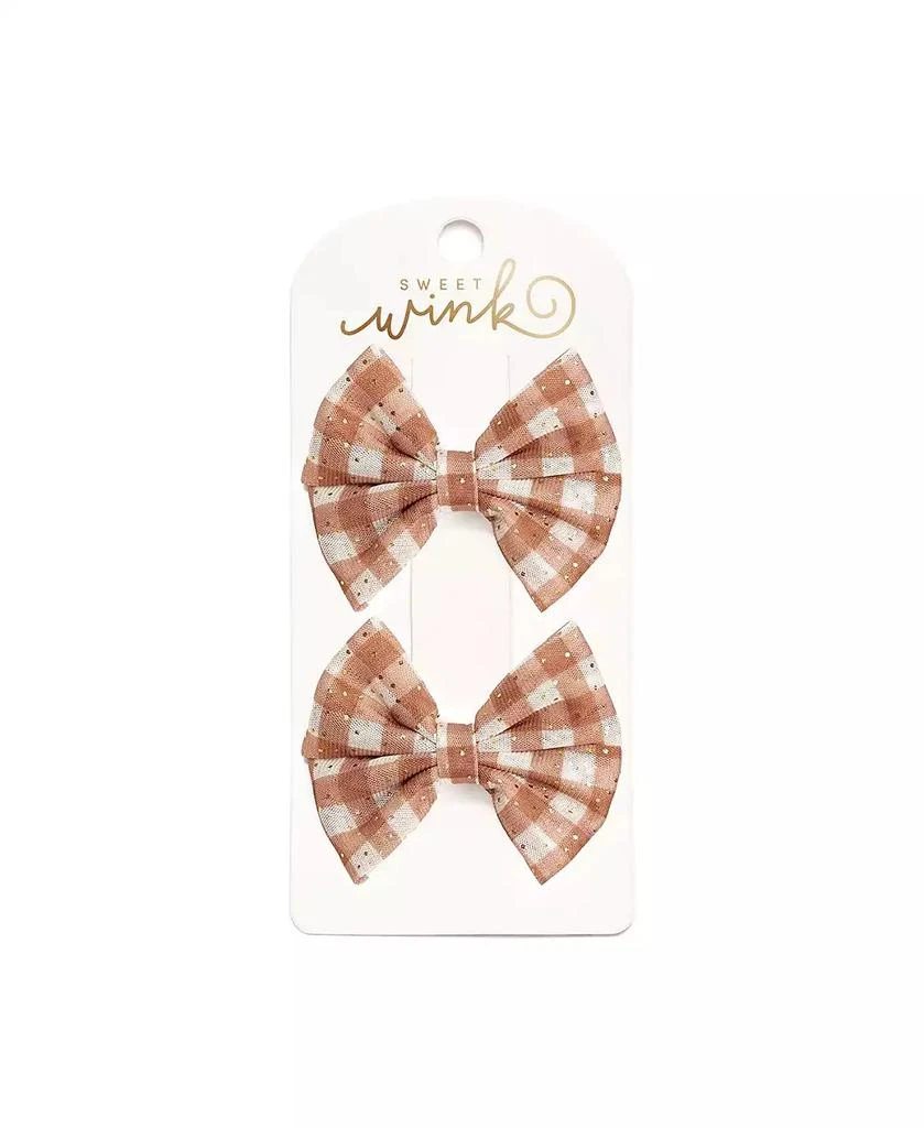 Sweet Wink Girls Gingham Printed Tulle Bow Clip Set