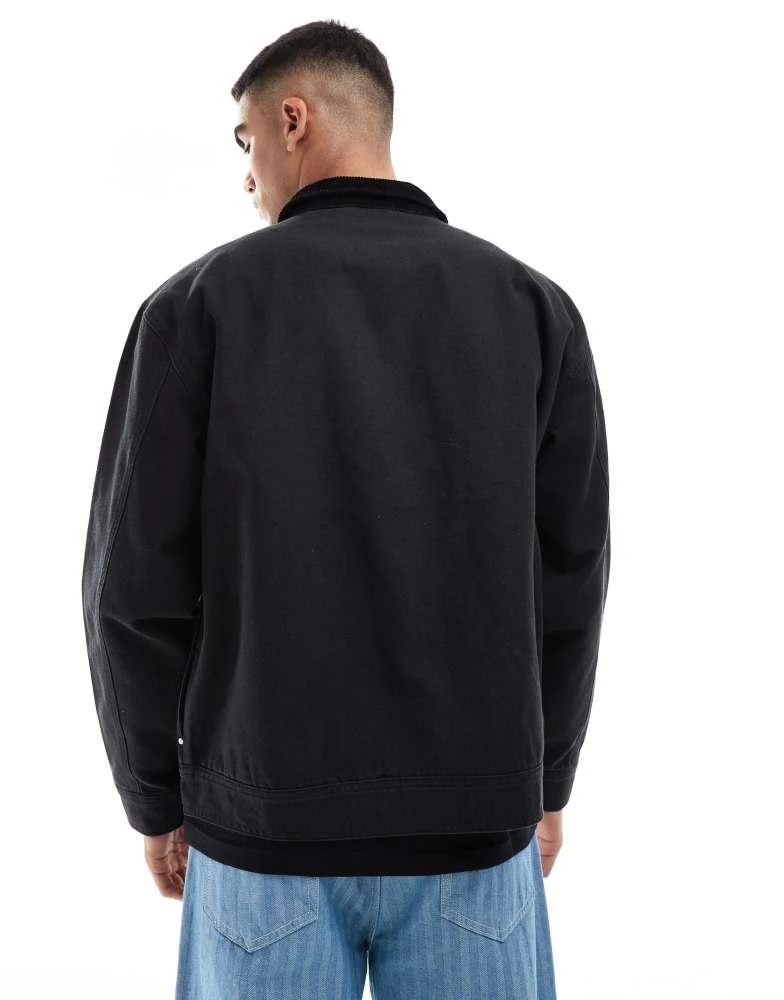 ASOS ASOS DESIGN oversized harrington jacket in washed black 4