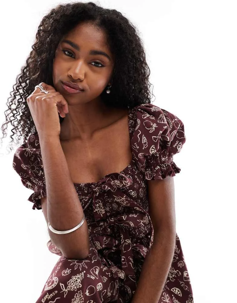 Shop Miss Selfridge shirred bust tie front mini dress in brown holiday print on Sale at BeyondStyle Get 41% Off Miss Selfridge shirred bust tie front mini dress in brown holiday Shop Miss Selfridge shirred bust tie front mini dress in brown holiday print on Sale at BeyondStyle Get 41% Off Miss Selfridge shirred bust tie front mini dress in brown holiday