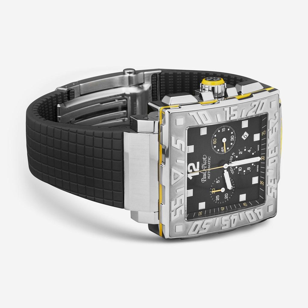 Paul Picot Paul Picot C-Type Chronograph Black Dial Black Rubber Strap Men's Automatic Watch P0830.SG.5010.3301