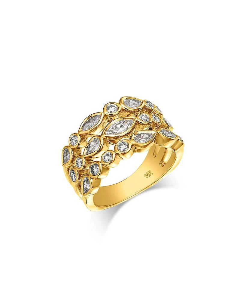 Moon & Meadow Triple Row Bezel Set Lab Grown Diamond Stack Ring in 14K Yellow Gold, 1.5 ct. t.w. 1
