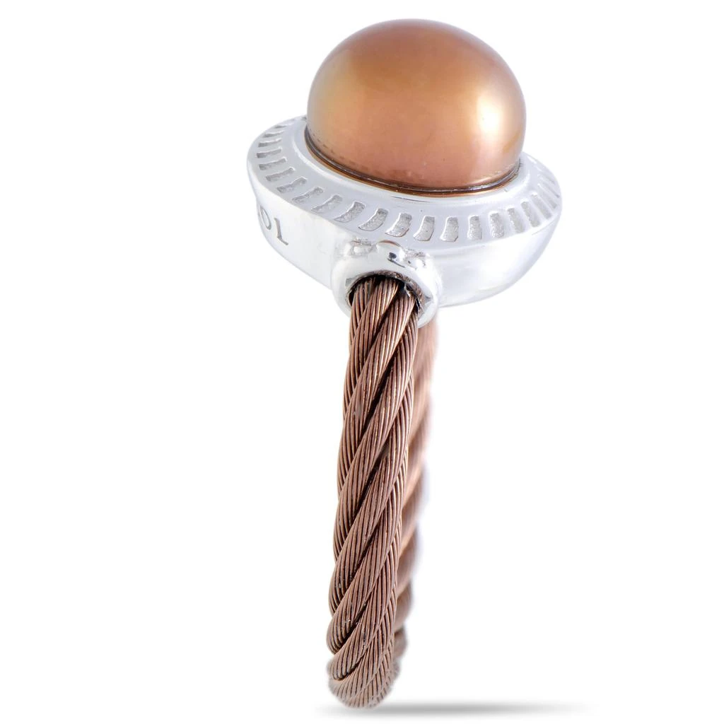 Charriol Pearl Stainless Steel and Bronze PVD Brown Pearl Round Cable Ring 3