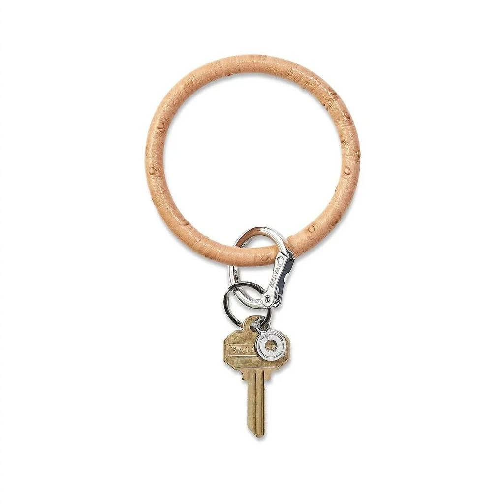 Oventure Leather Big O Key Ring In Mocha Ostrich 1