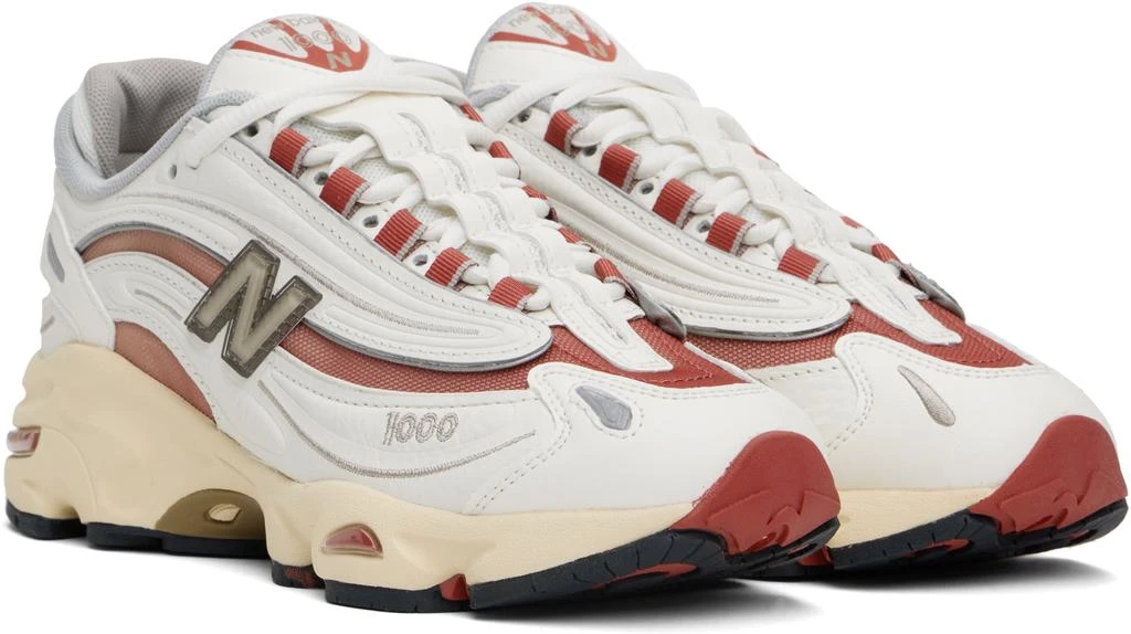 New Balance White & Red 1000 Sneakers 4