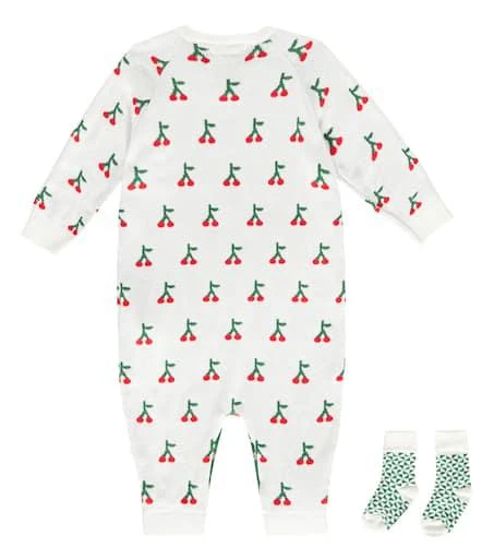 BOBO CHOSES Baby Cherry onesie, socks, and blanket set 2