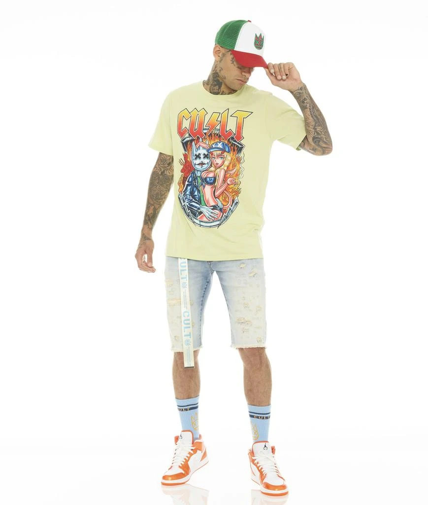 Cult Of Individuality ROCKER SHORT STRETCH w/ BELT IN SCARS 2