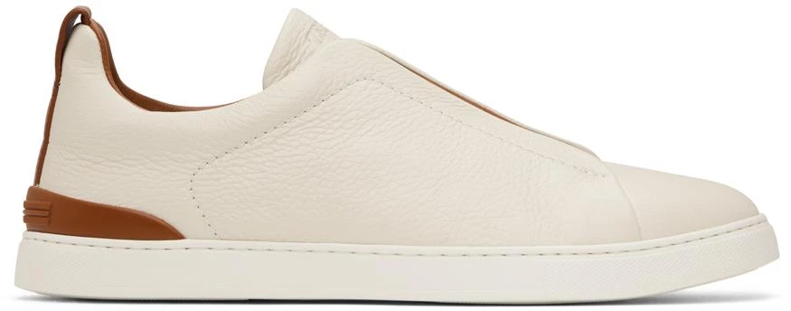 Zegna Off-White Deerskin Triple Stitch Sneakers 1