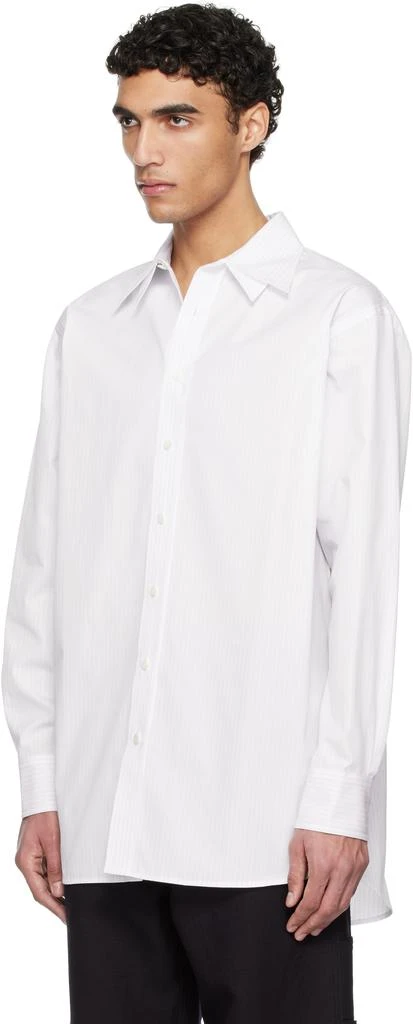 Recto White Double Collar Stripe Shirt 4