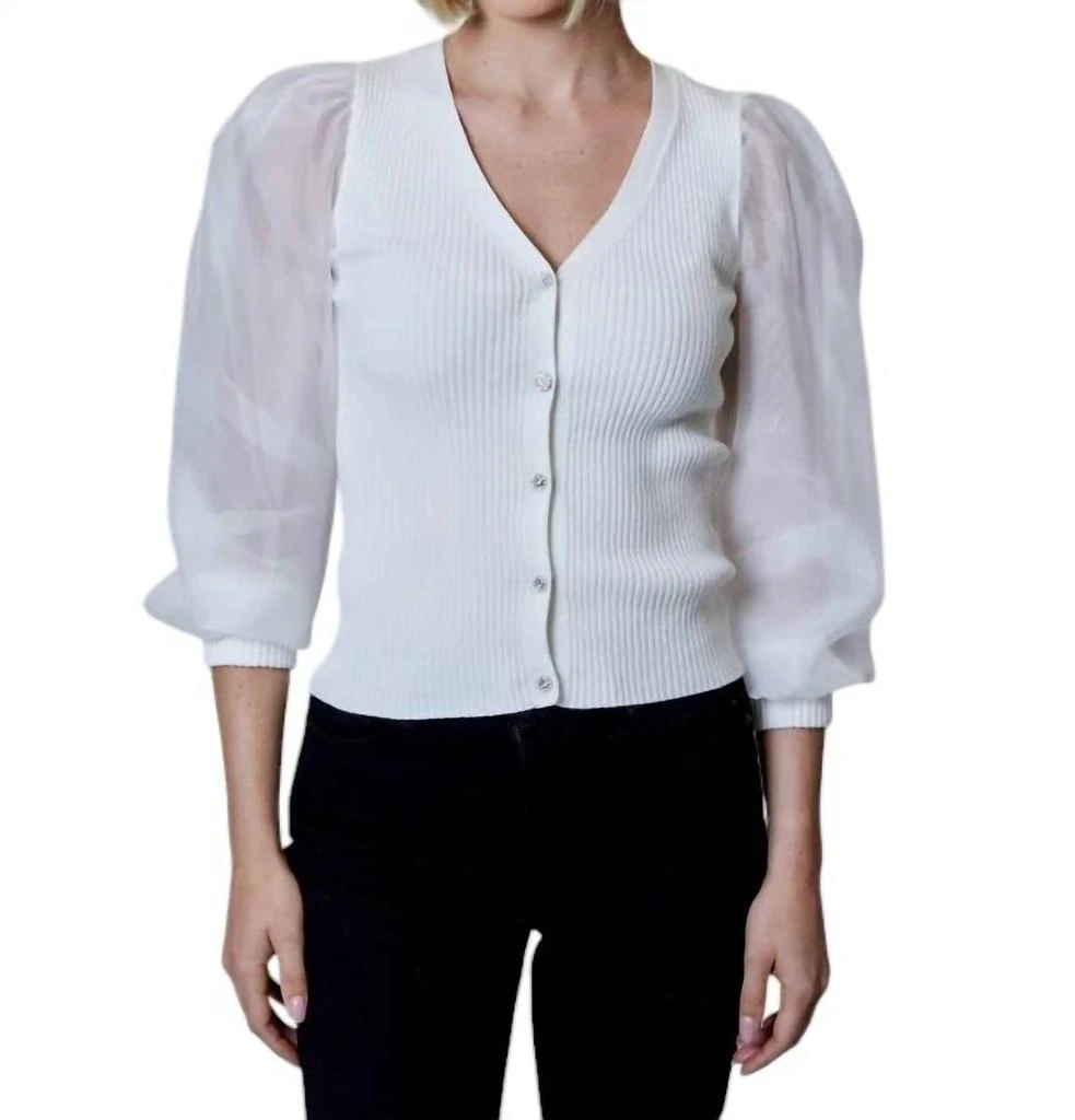 Design History Design History - Mix Media Button Cardigan 1