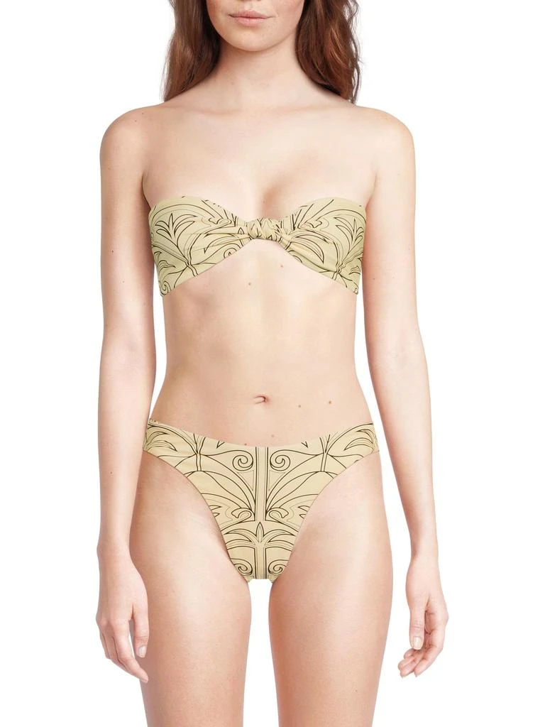 WeWoreWhat Printed Ruched Bikini Top
