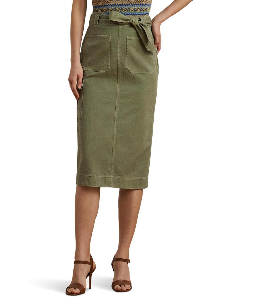 Ralph Lauren Belted Cotton Twill Pencil Skirt