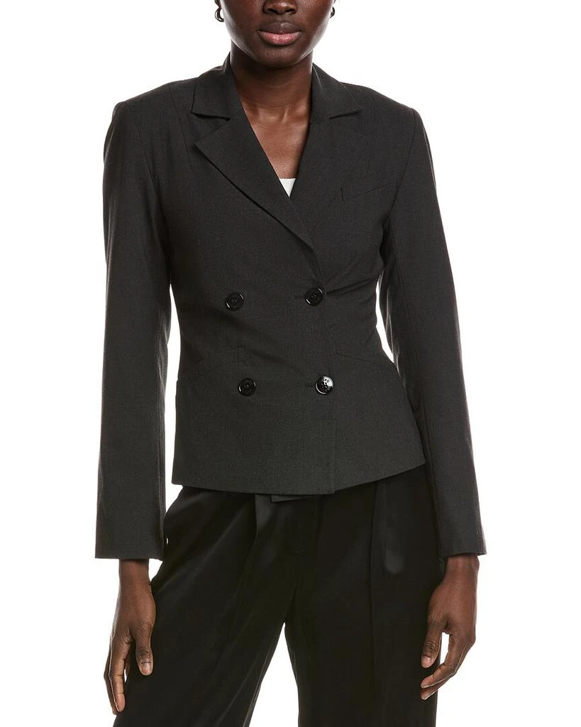 Ganni Drapey Melange Fitted Double Breasted Blazer