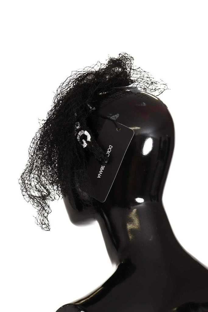 Dolce & Gabbana Dolce & Gabbana Black Logo Sequined Fascinator Diadem Headband 4