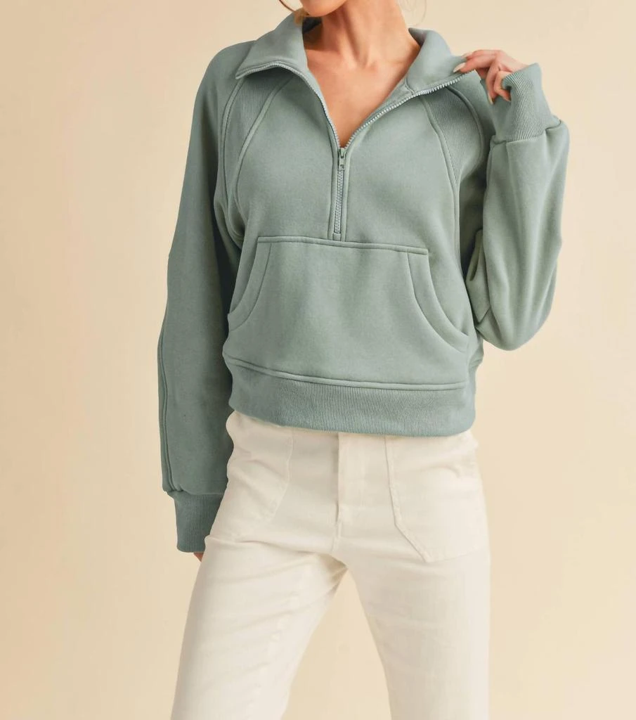 Aemi + Co Aemi + Co - Funnel Neck Half Zip Sweater 1