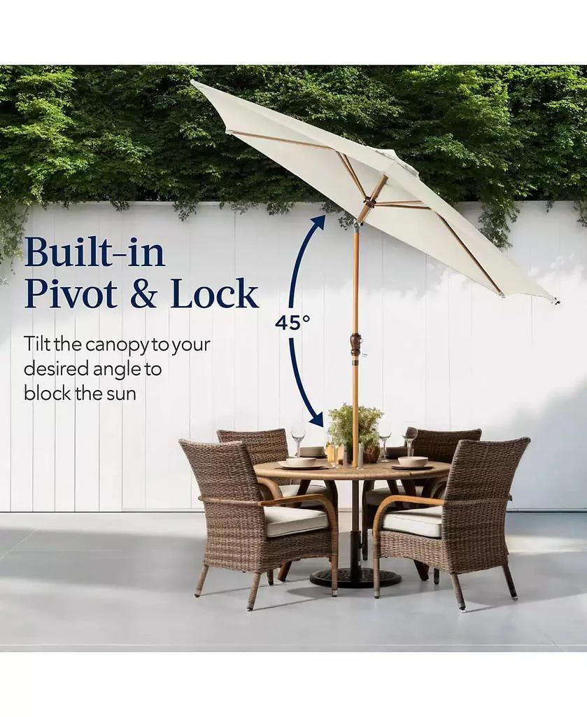 Best Choice Products 10ft Outdoor Woodgrain Pattern Steel Market Patio Umbrella w/ Crank, Tilt 4