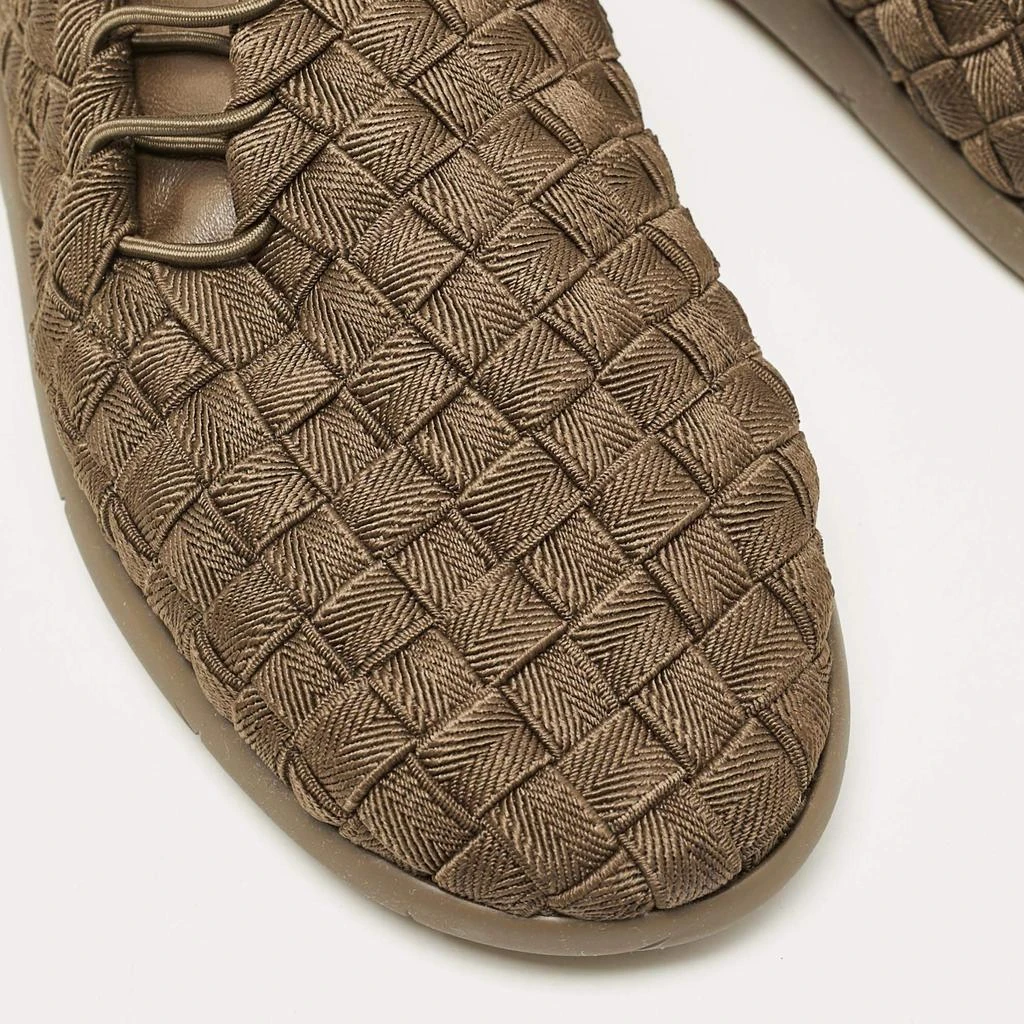 Bottega Veneta Bottega Veneta Olive Green Woven Fabric Elasticated Intrecciato Sneakers Size 41.5 7