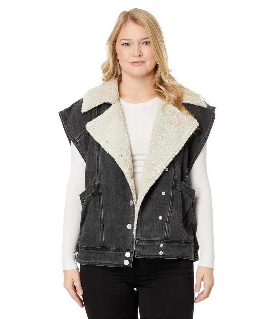 Blank NYC Denim and Sherpa Oversized Vest in All Nighter 1