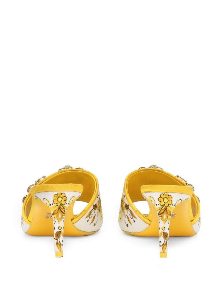 Dolce & Gabbanaイエロープリント トングサンダル Rubber beachwear sliders in Yellow for Women | Dolce&Gabbana® US