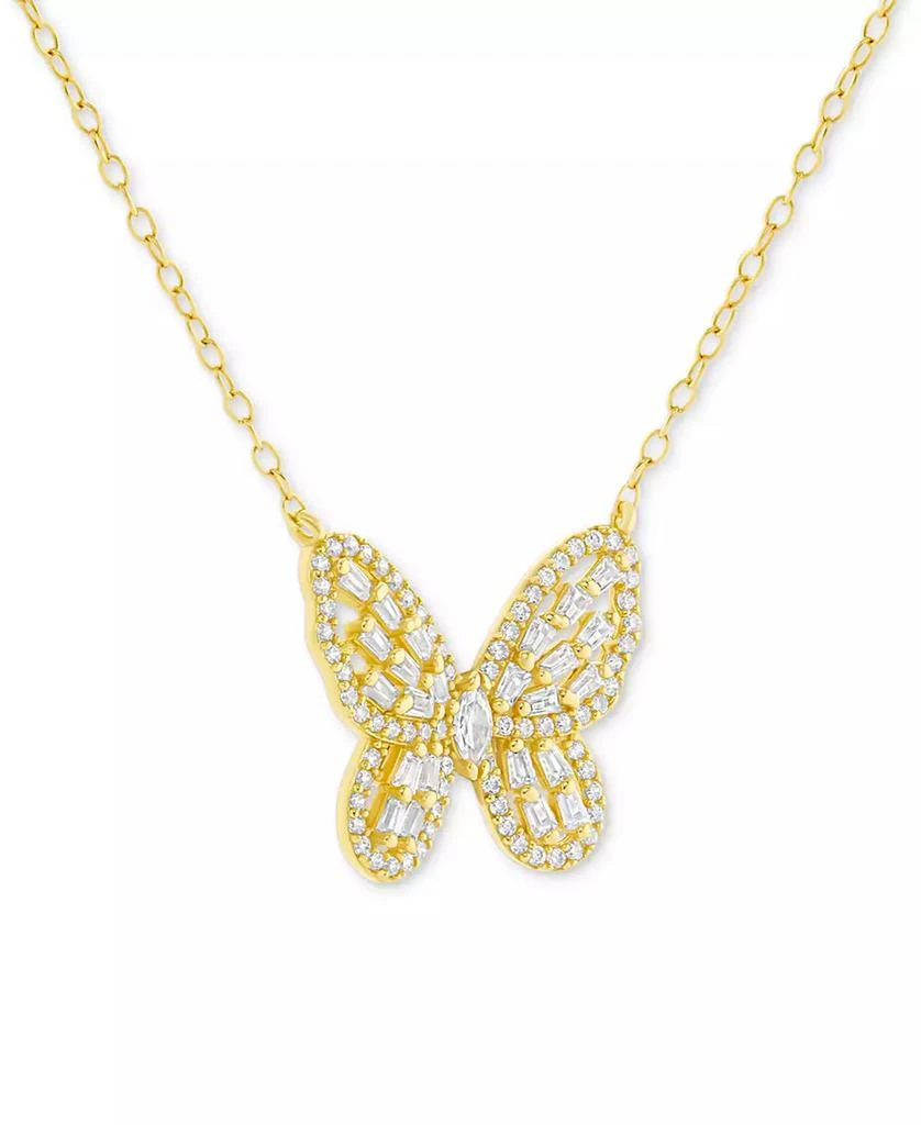 Holiday Lane Cubic Zirconia Butterfly Pendant Necklace in 18k Gold-Plated Sterling Silver, 16" + 2" extender, Created for Macy's 4
