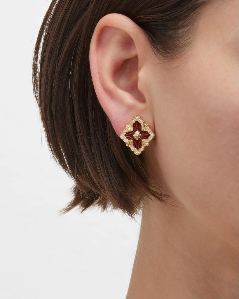 Buccellati Opera Tulle 18K Gold Red Enamel Diamond Earrings 2