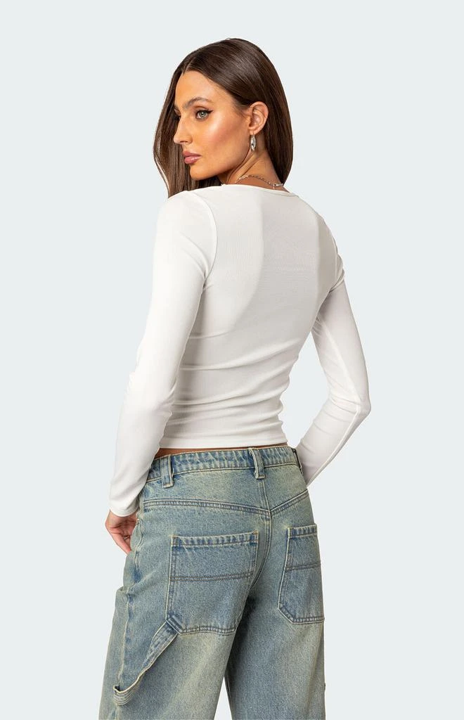 Edikted Madeline Lace Trim Ribbed Top 3