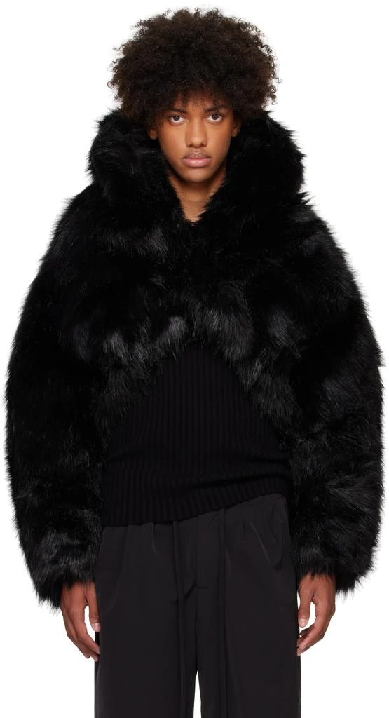 Entire Studios Black Vicinity Crop Faux-Fur Jacket 1
