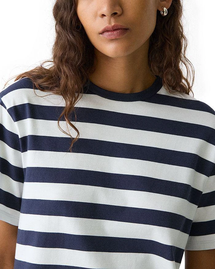 Theory Boxy Crewneck Tee in Striped Cotton 5