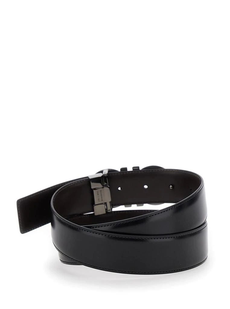 Salvatore Ferragamo Black Reversible Belt With Gancini Buckle In Leather Man 2